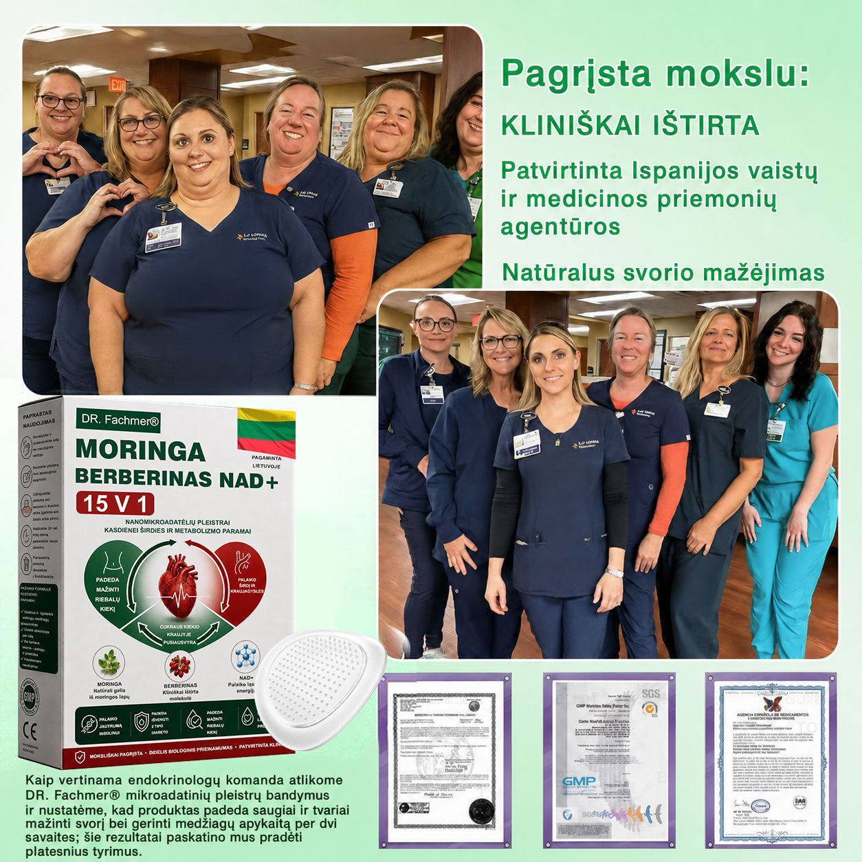 🌻 DR.Fachmer® 15 viename nanomikroadatinis pleistras su moringa, berberinu ir NAD+ | Naujos kartos kūno priežiūra su pažangia nano formule 🌻