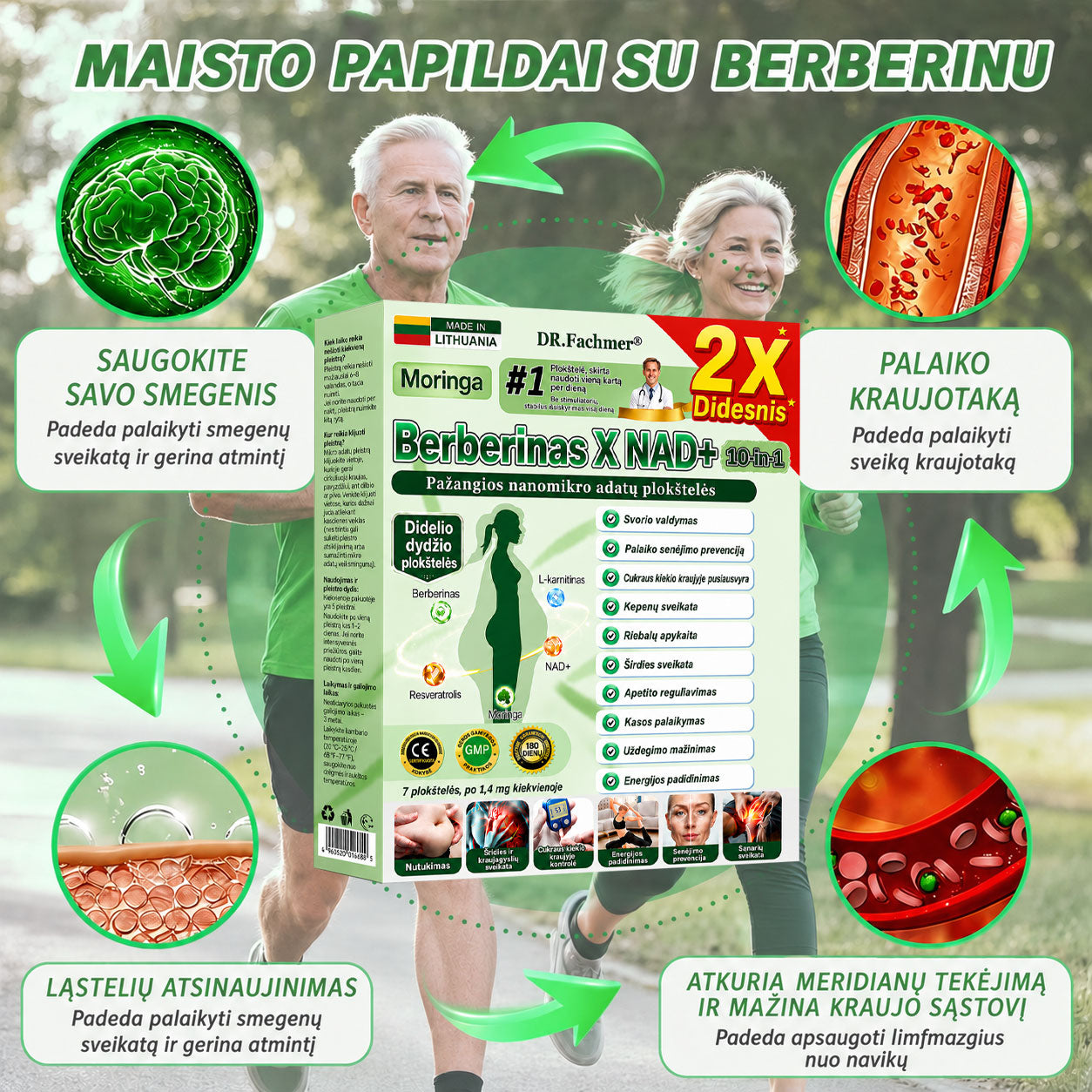 ✨ DR.Fachmer® 15 viename nanomikroadatinis pleistras su moringa, berberinu ir NAD+ | Naujos kartos kūno priežiūra su pažangia nano formule ✨