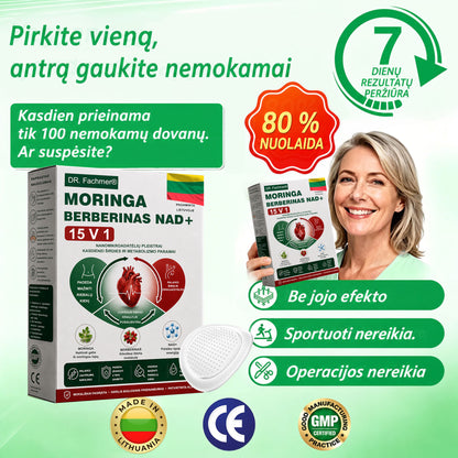 🌻 DR.Fachmer® 15 viename nanomikroadatinis pleistras su moringa, berberinu ir NAD+ | Naujos kartos kūno priežiūra su pažangia nano formule 🌻
