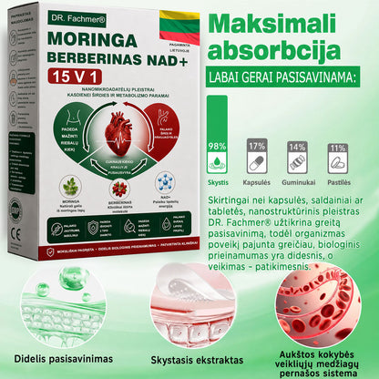 🌻 DR.Fachmer® 15 viename nanomikroadatinis pleistras su moringa, berberinu ir NAD+ | Naujos kartos kūno priežiūra su pažangia nano formule 🌻