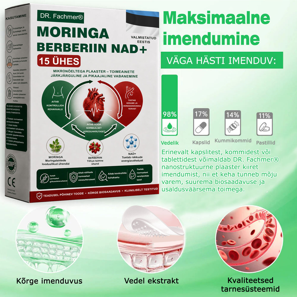 ⏰ DR.Fachmer® 15-ühes nano-mikronõelplaaster moringa, berberiini ja NAD+-iga | Uue põlvkonna kehahooldus täiustatud nanovalemiga ⏰