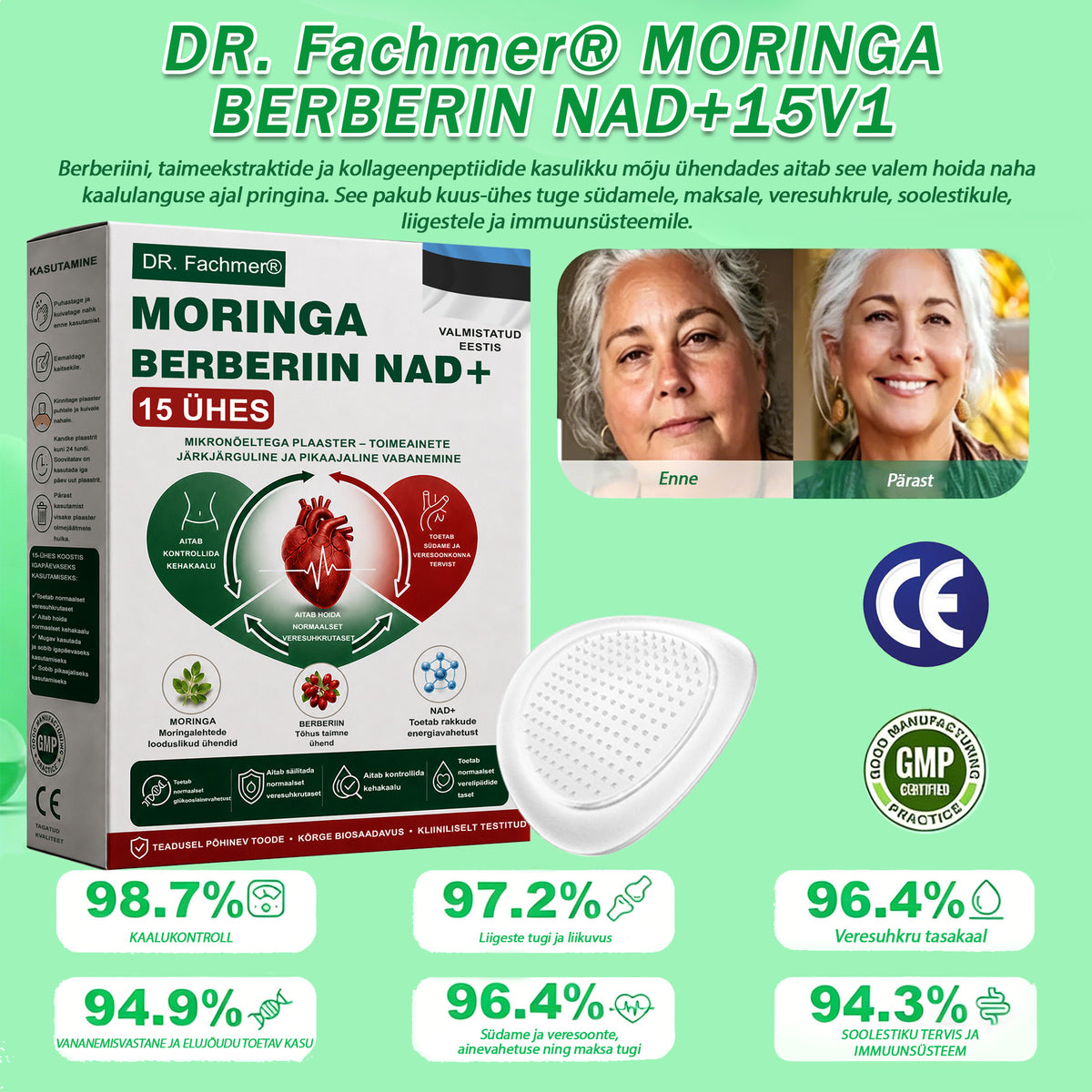 ⏰ DR.Fachmer® 15-ühes nano-mikronõelplaaster moringa, berberiini ja NAD+-iga | Uue põlvkonna kehahooldus täiustatud nanovalemiga ⏰