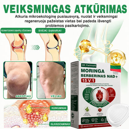 🌻 DR.Fachmer® 15 viename nanomikroadatinis pleistras su moringa, berberinu ir NAD+ | Naujos kartos kūno priežiūra su pažangia nano formule 🌻
