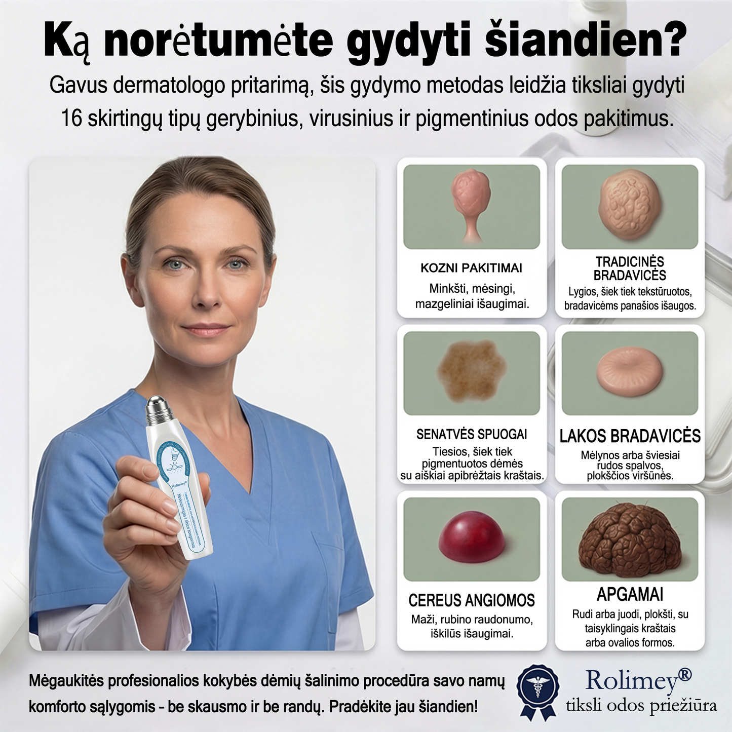 👨‍🔬🧊 Oficiali parduotuvė | ✅ Rolimey® 7 dienų roll-on priemonė odos ataugėlėms, karpoms ir pigmentinėms dėmėms-7141