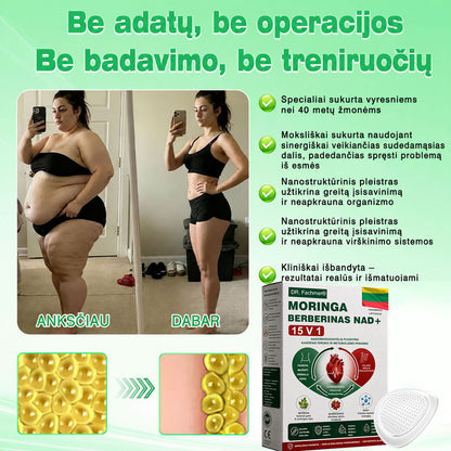 🌻 DR.Fachmer® 15 viename nanomikroadatinis pleistras su moringa, berberinu ir NAD+ | Naujos kartos kūno priežiūra su pažangia nano formule 🌻