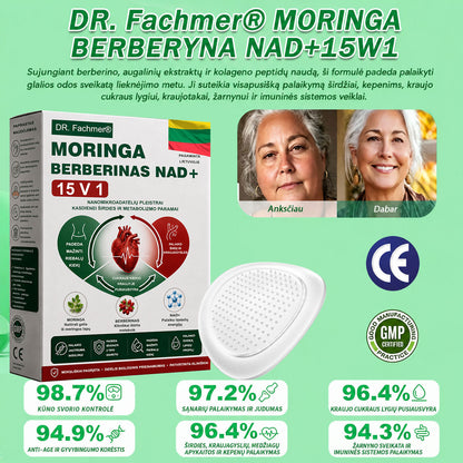 🌻 DR.Fachmer® 15 viename nanomikroadatinis pleistras su moringa, berberinu ir NAD+ | Naujos kartos kūno priežiūra su pažangia nano formule 🌻