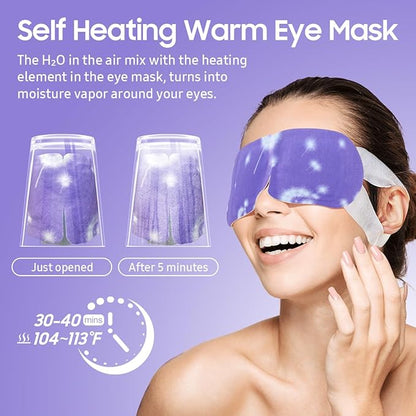 20 Packs Steam Eye Mask, Heated Eye Mask Warm Compress for Eyes, Disposable Self Heating Steam Mask for Home, Sleep, Spa, Travel Essentials & Relaxation Gifts for Women (Lavender)