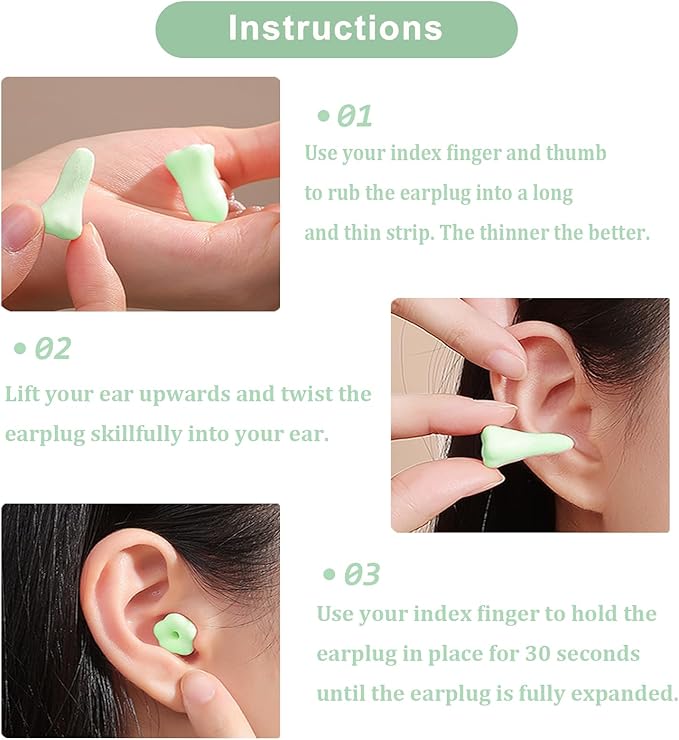 3 Pairs Ear Plugs for Sleeping Noise Cancelling 38dB SNR Reusable Soft Foam Earplugs for Noise Reduction, Hearing Protection Ear Plugs for Travel, Concerts，Study, Work, Sleep