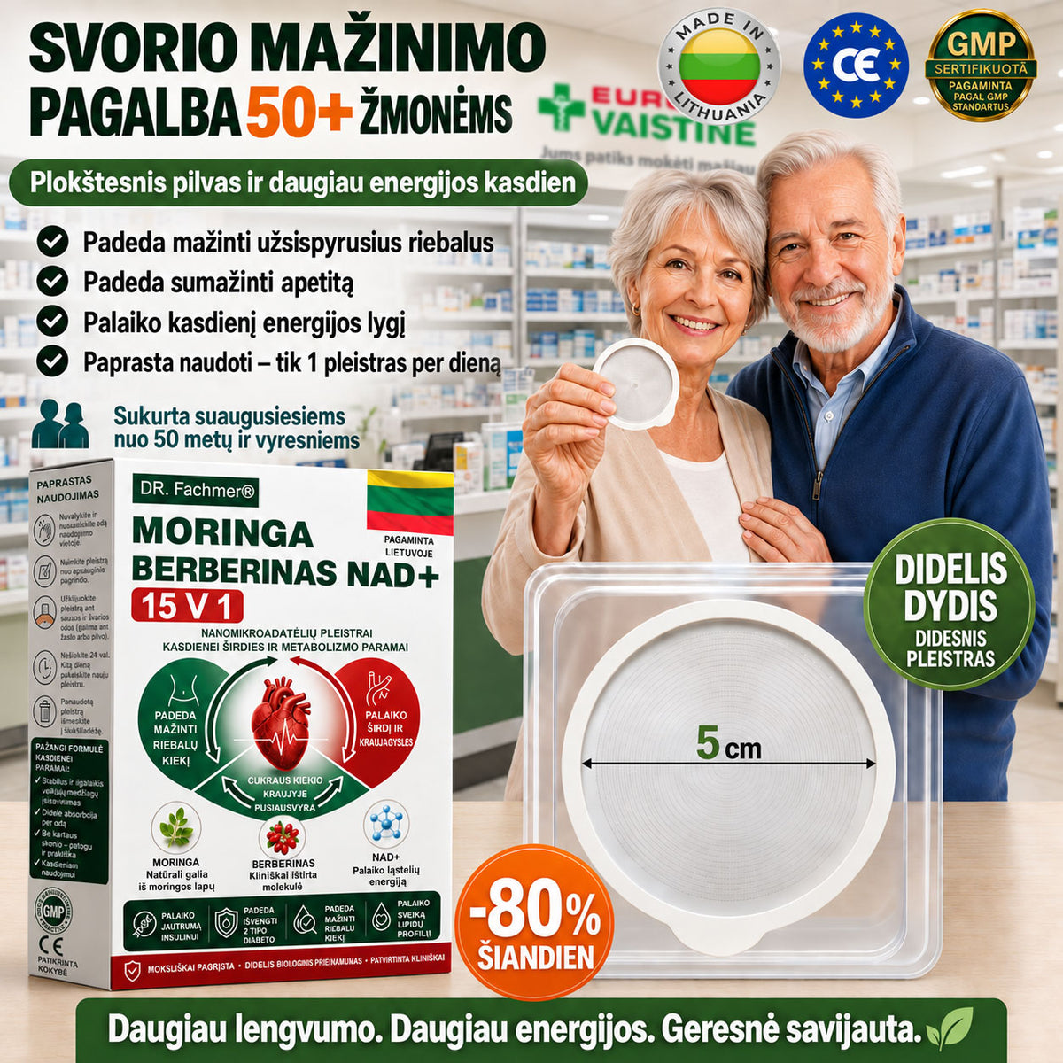 🌱 DR.Fachmer® 15 viename nanomikroadatinis pleistras su moringa, berberinu ir NAD+ | Naujos kartos kūno priežiūra su pažangia nano formule🌱
